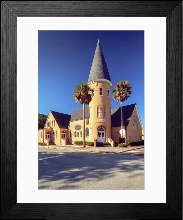 Framed Print : Florida, Saint Augustine, Ancient City Baptist Church, 1890, Romanesque Revival Architectural Style Framed Print : Florida, Saint Augustine, Ancient City Baptist Church, 1890, Romanesque Revival Architectural Style