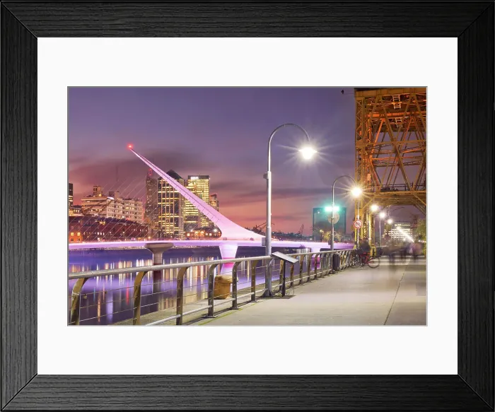 Framed Print : The Puente de la Mujer bridge at twilight, Puerto Madero, Buenos Aires, Argentina Framed Print : The Puente de la Mujer bridge at twilight, Puerto Madero, Buenos Aires, Argentina
