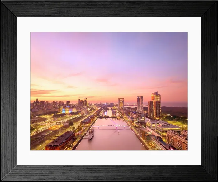 Framed Print : Aerial view of the Puerto Madero docks at twilight, Buenos Aires, Argentina Framed Print : Aerial view of the Puerto Madero docks at twilight, Buenos Aires, Argentina