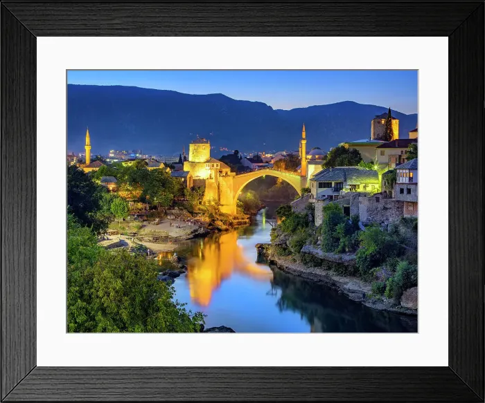 Framed Print : Stari Most, Old Bridge, Neretva River Mostar, Bosnia Herzegovina, Balkans