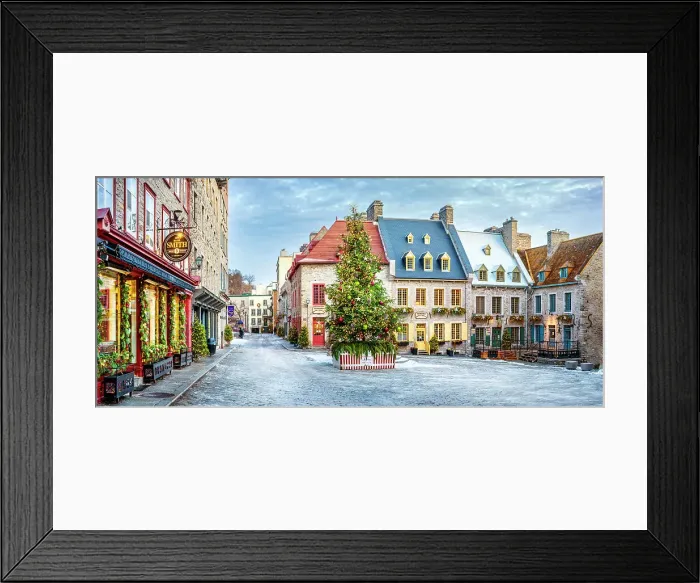 Framed Print : Place Royale with Christmas Tree, Snow and Ice, Old Quebec City, Quebec, Canada Framed Print : Place Royale with Christmas Tree, Snow and Ice, Old Quebec City, Quebec, Canada