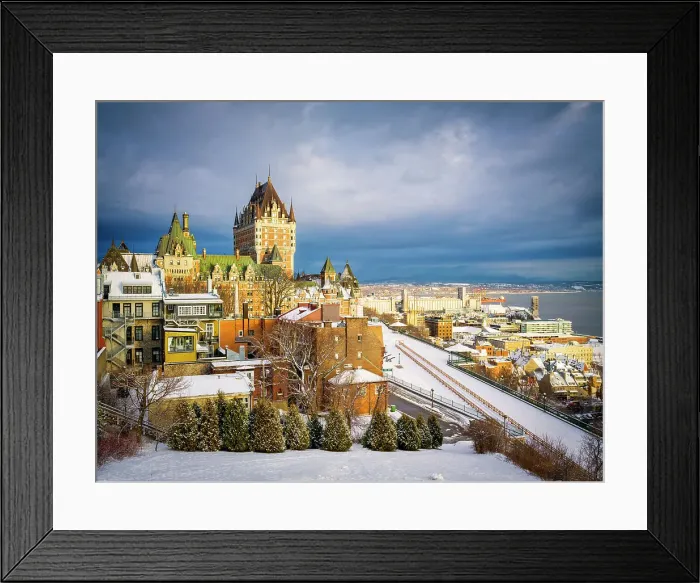 Framed Print : View of Hotel Fairmont Chateau Frontenac and Dufferin Terrace, Old Quebec City, Quebec, Canada