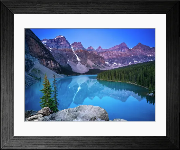 Framed Print : Twilight at Moraine Lake during summer in Banff National Park, Canadian Rockies, Alberta, Canada. Banff National Park, Alberta, Canada Framed Print : Twilight at Moraine Lake during summer in Banff National Park, Canadian Rockies, Alberta, Canada. Banff National Park, Alberta, Canada