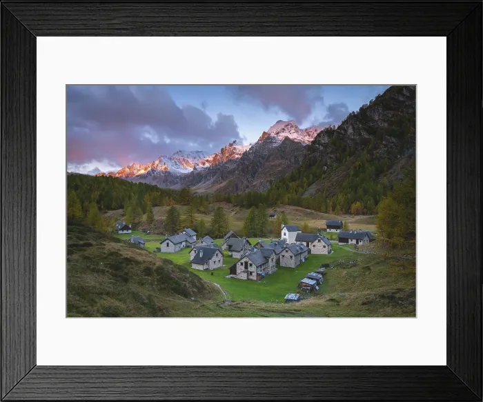 Framed Print : Autumnal view of the Crampiolo town with the mountains surrounding Alpe Devero. Alpe Devero, Devero valley, Antigorio valley, Ossola valley, Piedmont, Verbano Cusio Ossola district, Italy Framed Print : Autumnal view of the Crampiolo town with the mountains surrounding Alpe Devero. Alpe Devero, Devero valley, Antigorio valley, Ossola valley, Piedmont, Verbano Cusio Ossola district, Italy