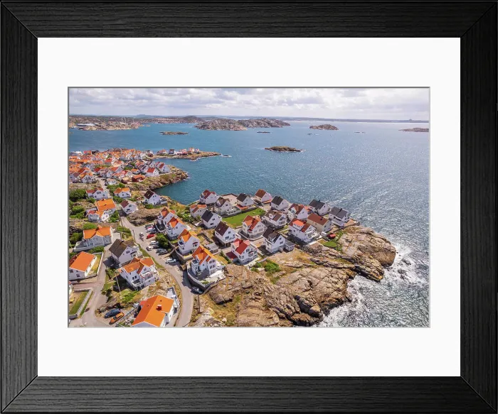Framed Print : Aerial view of the fishing village of Kladesholmen, Tjorn municipality, Vastra Gotaland, West Sweden, Sweden Framed Print : Aerial view of the fishing village of Kladesholmen, Tjorn municipality, Vastra Gotaland, West Sweden, Sweden