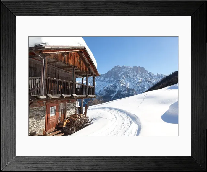 Framed Print : A winter view in Bramezza, with Civetta on the background, Dolomites, Rocca Pietore, Belluno province, Veneto, Italy