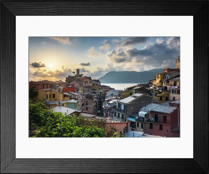 Framed Print : Sunset over the village of Vernazza, UNESCO World Heritage Site, National Park of Cinque Terre, municipality of Vernazza, La Spezia province, Liguria district, Italy, Europe Framed Print : Sunset over the village of Vernazza, UNESCO World Heritage Site, National Park of Cinque Terre, municipality of Vernazza, La Spezia province, Liguria district, Italy, Europe