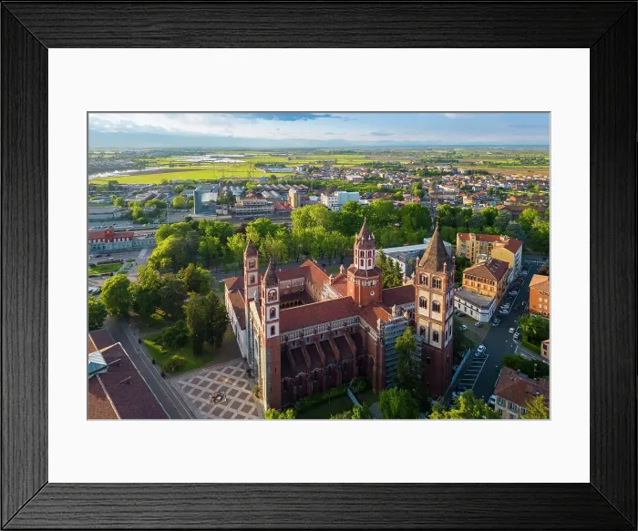 Framed Print : Aerial view of the Sant'Andrea Basilica of Vercelli at sunset in spring. Vercelli, Vercelli district, Piedmont, Italy Framed Print : Aerial view of the Sant'Andrea Basilica of Vercelli at sunset in spring. Vercelli, Vercelli district, Piedmont, Italy