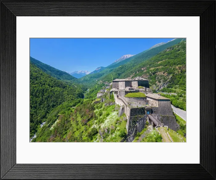 Framed Print : Aerial view of the Exilles fortress watching over Susa valley. Exilles, Susa Valley, Turin, Piedmont, Italy Framed Print : Aerial view of the Exilles fortress watching over Susa valley. Exilles, Susa Valley, Turin, Piedmont, Italy