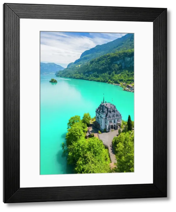 Framed Print : Iseltwald and it's peninsula with the old Castle on Lake Brienz. Iseltwald, Lake Brienz, Bernese Oberland, Switzerland Framed Print : Iseltwald and it's peninsula with the old Castle on Lake Brienz. Iseltwald, Lake Brienz, Bernese Oberland, Switzerland
