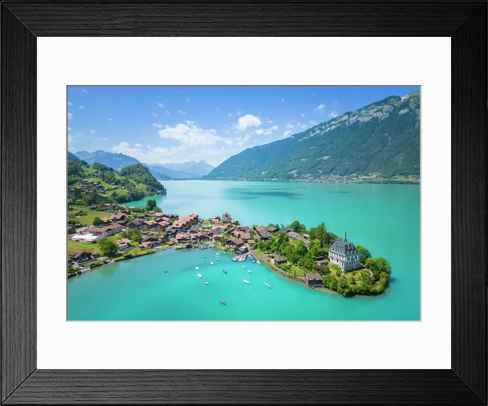 Framed Print : Iseltwald and it's peninsula with the old Castle on Lake Brienz. Iseltwald, Lake Brienz, Bernese Oberland, Switzerland Framed Print : Iseltwald and it's peninsula with the old Castle on Lake Brienz. Iseltwald, Lake Brienz, Bernese Oberland, Switzerland