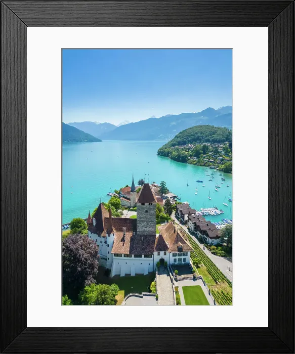 Framed Print : Spiez Castle on shores of lake Thun in summer. Bernese Oberland, Switzerland Framed Print : Spiez Castle on shores of lake Thun in summer. Bernese Oberland, Switzerland