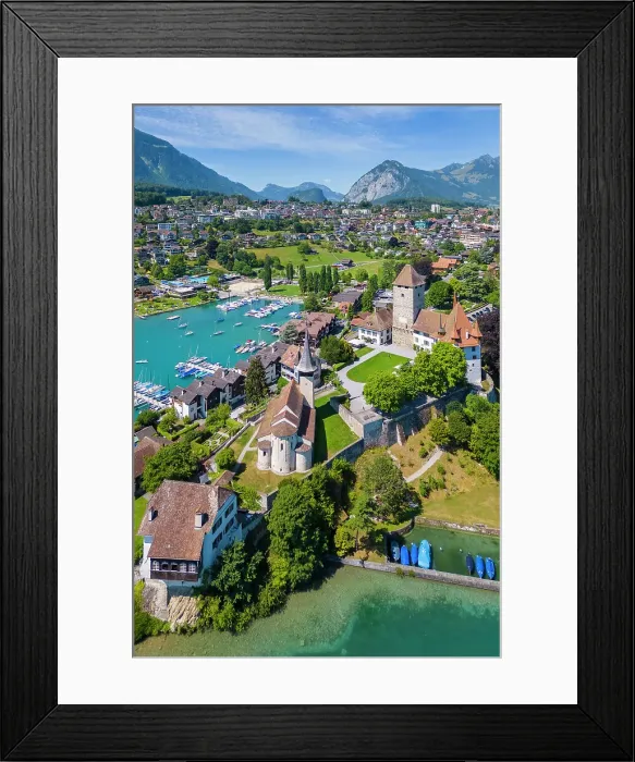 Framed Print : Spiez Castle on shores of lake Thun in summer. Bernese Oberland, Switzerland Framed Print : Spiez Castle on shores of lake Thun in summer. Bernese Oberland, Switzerland