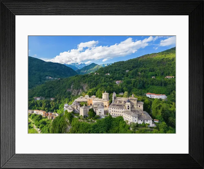 Framed Print : Aerial view of the Sacro Monte of Varallo Sesia, Vercelli district, Piedmont, Italy, Europe