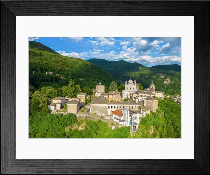 Framed Print : Aerial view of the Sacro Monte of Varallo Sesia, Vercelli district, Piedmont, Italy, Europe Framed Print : Aerial view of the Sacro Monte of Varallo Sesia, Vercelli district, Piedmont, Italy, Europe