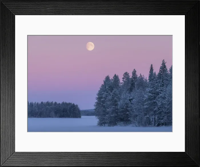 Framed Print : Full moon setting over a frozen lake with Venus belt. Lapland, Northern FInland Framed Print : Full moon setting over a frozen lake with Venus belt. Lapland, Northern FInland