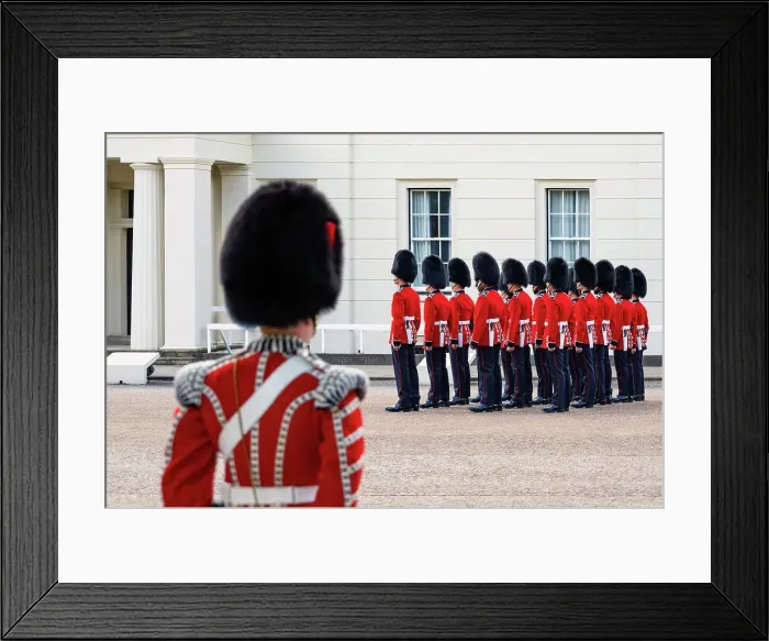Framed Print : Changing the Guard ceremony (Guard Mounting) outside Wellington Barracks, London, England Framed Print : Changing the Guard ceremony (Guard Mounting) outside Wellington Barracks, London, England