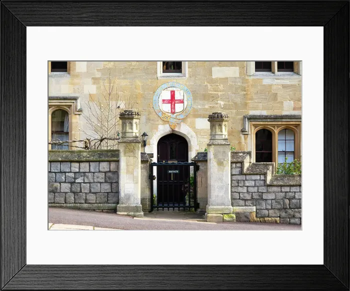 Framed Print : The emblem of the Most Noble Order of the Garter on a building on the Lower Ward, Windsor Castle, Windsor, Berkshire, England Framed Print : The emblem of the Most Noble Order of the Garter on a building on the Lower Ward, Windsor Castle, Windsor, Berkshire, England