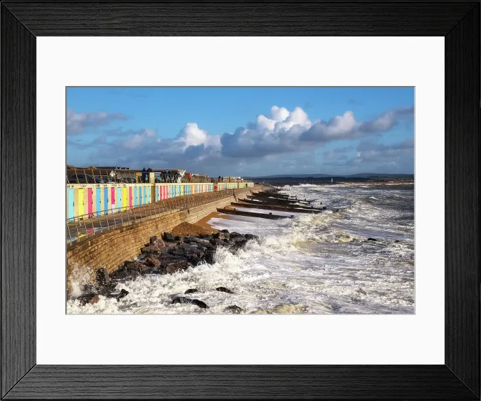 Framed Print : Beach huts and coastal defences in Milford on Sea, Hampshire, England Framed Print : Beach huts and coastal defences in Milford on Sea, Hampshire, England