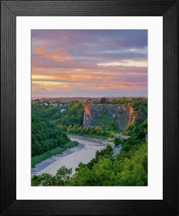Framed Print : Avon Gorge at sunset, elevated view, Bristol, England, United Kingdom Framed Print : Avon Gorge at sunset, elevated view, Bristol, England, United Kingdom