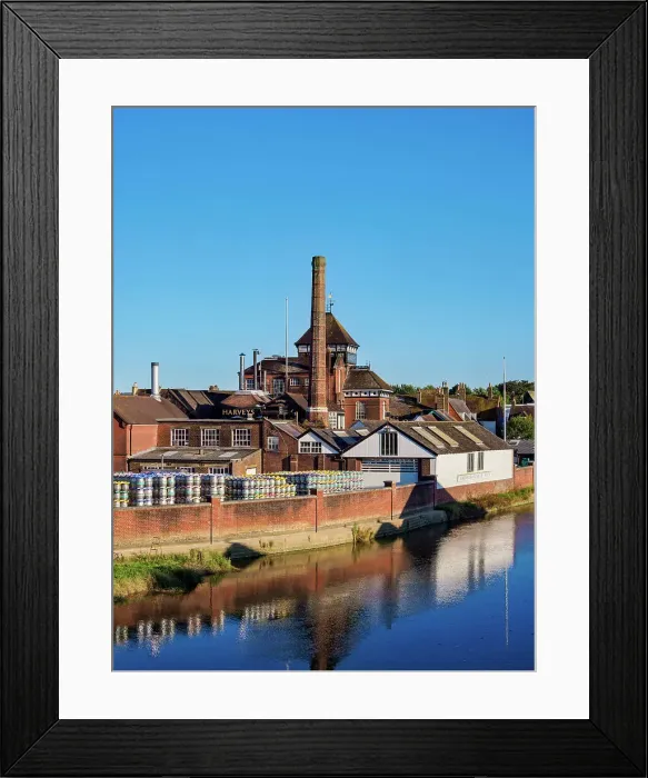 Framed Print : Harvey's Brewery and River Ouse, Lewes, East Sussex, England, United Kingdom