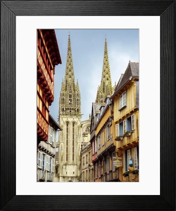 Framed Print : Quimper, Rue Kereon and Cathedral Saint Corentin, Finistere, Bretagne, Brittany, France Framed Print : Quimper, Rue Kereon and Cathedral Saint Corentin, Finistere, Bretagne, Brittany, France