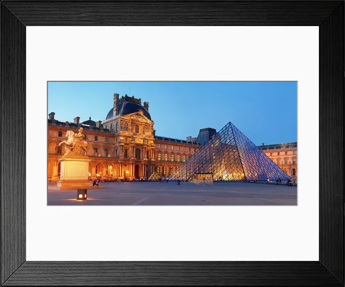 Framed Print : Musee du Louvre with glass pyramid, Paris, France Framed Print : Musee du Louvre with glass pyramid, Paris, France