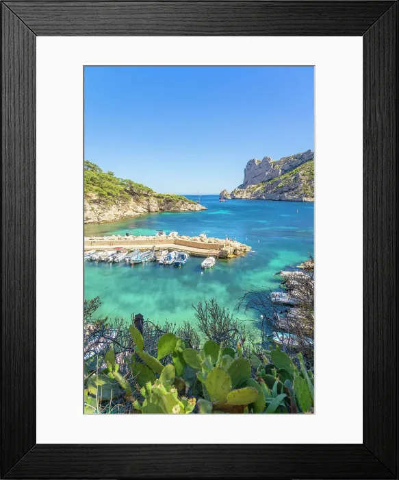 Framed Print : The small harbour in Calanque de Sormiou, Parc National des Calanques, Marseille, France Framed Print : The small harbour in Calanque de Sormiou, Parc National des Calanques, Marseille, France