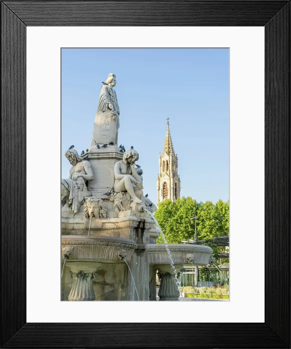 Framed Print : Pradier Fountain and the Church of Sainte Perprtue in the background, Nimes, Gard, France Framed Print : Pradier Fountain and the Church of Sainte Perprtue in the background, Nimes, Gard, France