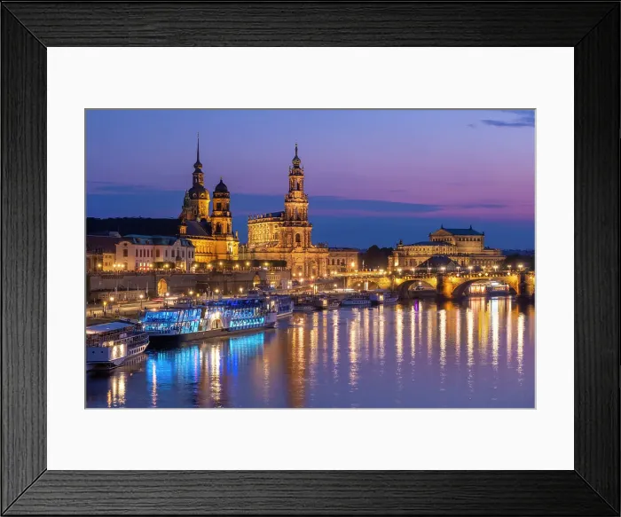 Framed Print : View across the Elbe river to the Old Town & Residenzschloss (Dresden Castle), Dresden, Saxony, Germany