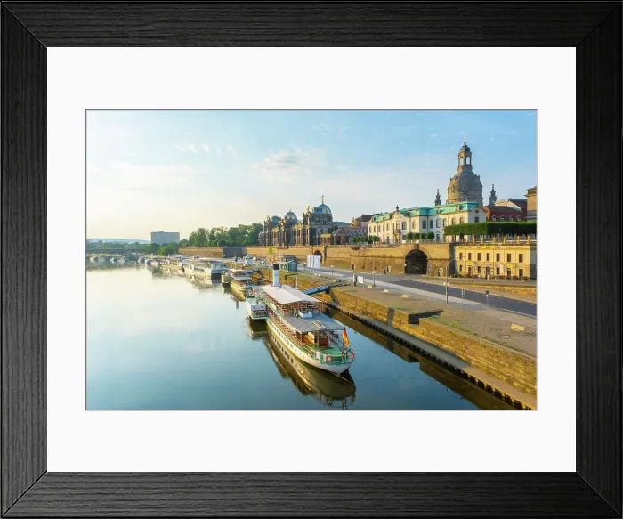 Framed Print : View across the Elbe river to the Old Town, Dresden, Saxony, Germany Framed Print : View across the Elbe river to the Old Town, Dresden, Saxony, Germany