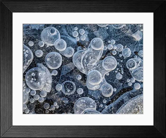 Framed Print : Ice details in frozen pond surface in Thornton, Ontario, Canada