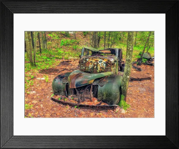 Framed Print : Rusty Old Wreck in woodlands along the Granite Ridge Trail in Killarney Provincial Park, Ontario, Canada Framed Print : Rusty Old Wreck in woodlands along the Granite Ridge Trail in Killarney Provincial Park, Ontario, Canada