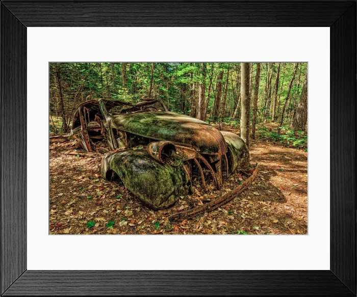 Framed Print : Rusty Old Wreck in woodlands along the Granite Ridge Trail in Killarney Provincial Park, Ontario, Canada Framed Print : Rusty Old Wreck in woodlands along the Granite Ridge Trail in Killarney Provincial Park, Ontario, Canada