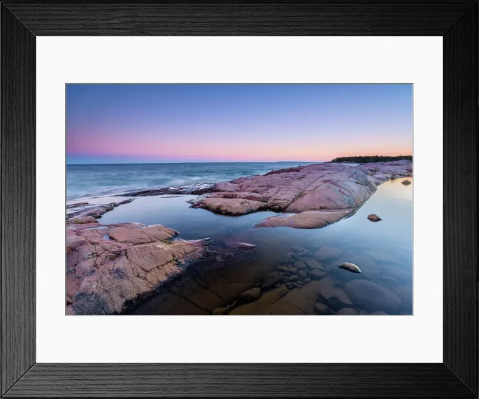 Framed Print : Sunset on Georgian Bay at Red Rock Point, Killarney, Ontario, Canada
