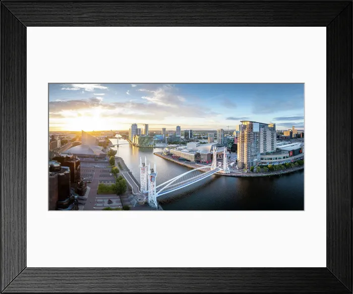 Framed Print : Millennium Bridge, Media City, Salford Quays, Manchester, Lancashire, England, United Kingdom, Europe
