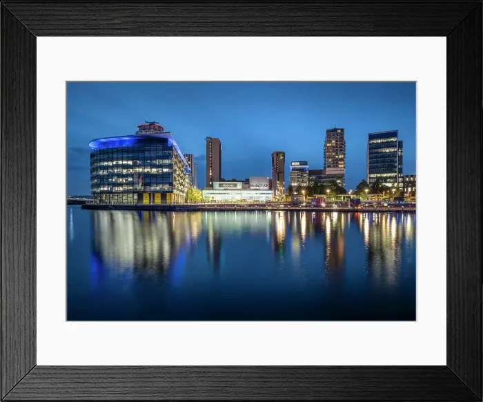 Framed Print : Media City, at twilight Salford Quays, Manchester, Lancashire, England, United Kingdom, Europe Framed Print : Media City, at twilight Salford Quays, Manchester, Lancashire, England, United Kingdom, Europe