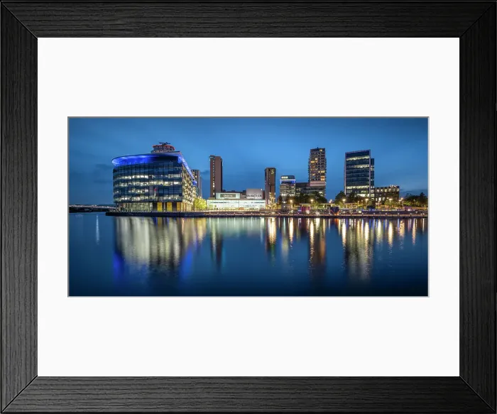 Framed Print : Media City, at twilight Salford Quays, Manchester, Lancashire, England, United Kingdom, Europe Framed Print : Media City, at twilight Salford Quays, Manchester, Lancashire, England, United Kingdom, Europe