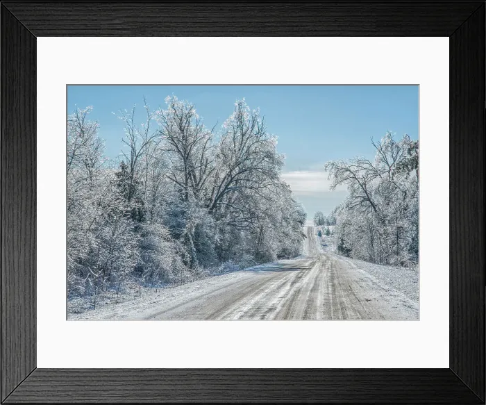 Framed Print : Rural road after ice storm, Bradford, Ontario, Canada Framed Print : Rural road after ice storm, Bradford, Ontario, Canada