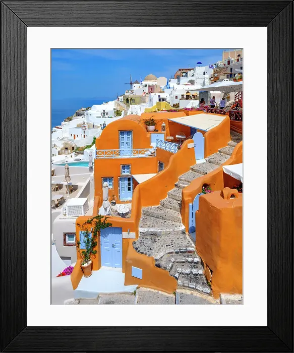 Framed Print : Classic Architecture with Caldera View, Homes built on the Hill around the Caldera Crater with Views over Augean Sea, Santorini, Oia, Greek Islands, Greece Framed Print : Classic Architecture with Caldera View, Homes built on the Hill around the Caldera Crater with Views over Augean Sea, Santorini, Oia, Greek Islands, Greece