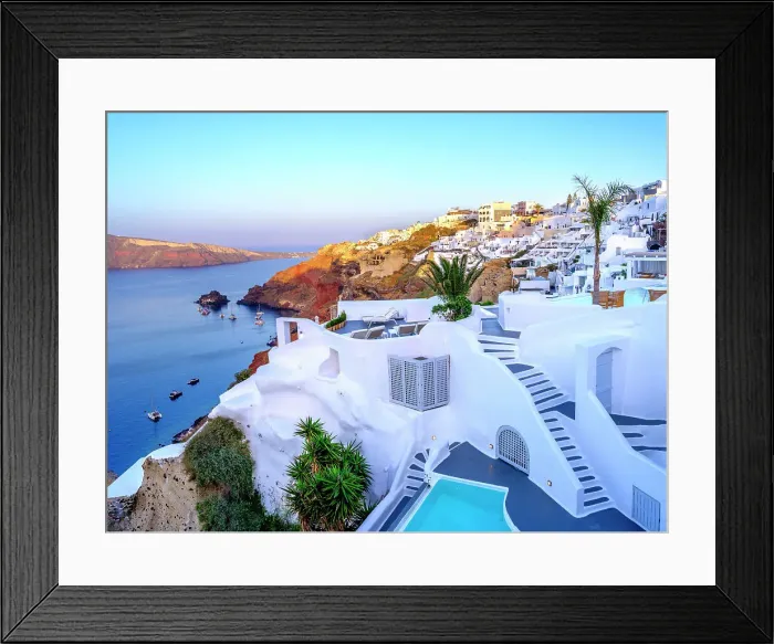 Framed Print : Caldera View from Katikies Hotel, Volcano Crater Santorini, Oia, Greek Islands, Greece Framed Print : Caldera View from Katikies Hotel, Volcano Crater Santorini, Oia, Greek Islands, Greece