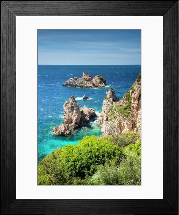 Framed Print : Rocky coast near Paleokastritsa, Corfu Island, Ionian Islands, Greece Framed Print : Rocky coast near Paleokastritsa, Corfu Island, Ionian Islands, Greece
