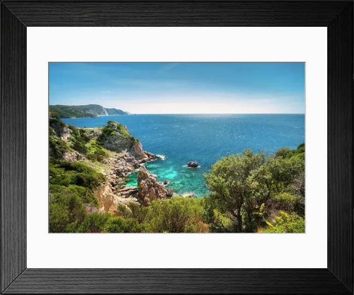 Framed Print : Rocky coast near Paleokastritsa, Corfu Island, Ionian Islands, Greece Framed Print : Rocky coast near Paleokastritsa, Corfu Island, Ionian Islands, Greece