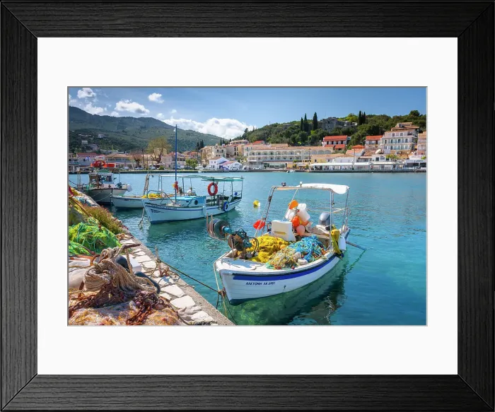 Framed Print : Fishing village of Kassiopi, Corfu Island, Ionian Islands, Ionian Sea, Greece