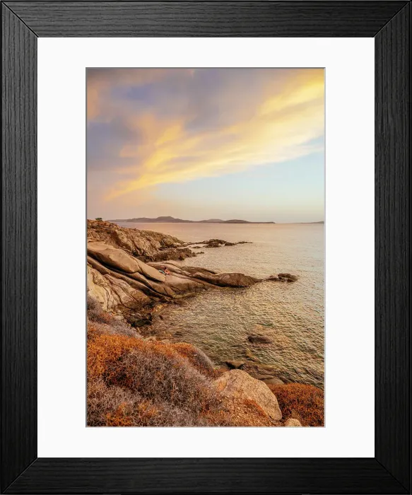 Framed Print : Sunset over Kapari Beach, Mykonos, Greece, Europe Framed Print : Sunset over Kapari Beach, Mykonos, Greece, Europe
