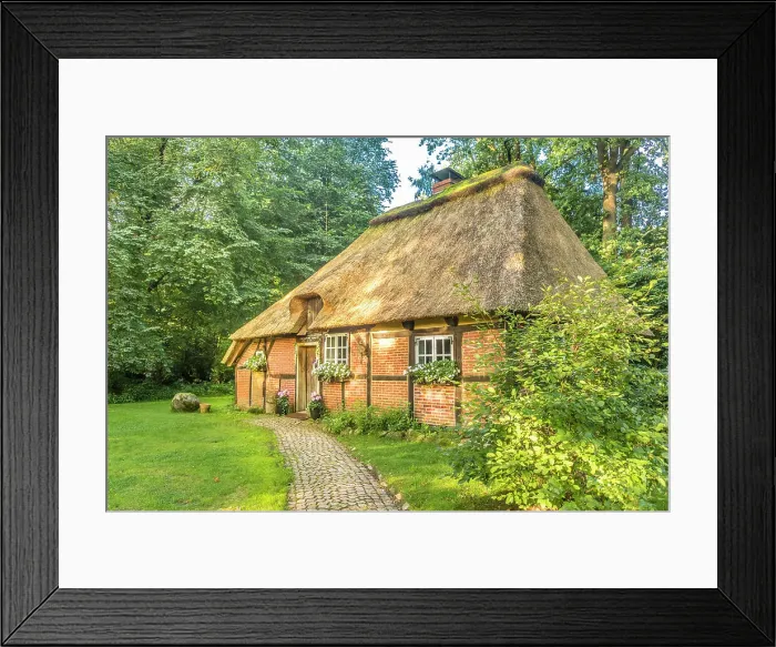Framed Print : Historic thatched half-timbered house Witch house in the village of Wesel, Undeloh, Luneburg Heath, Lower Saxony, Germany Framed Print : Historic thatched half-timbered house Witch house in the village of Wesel, Undeloh, Luneburg Heath, Lower Saxony, Germany