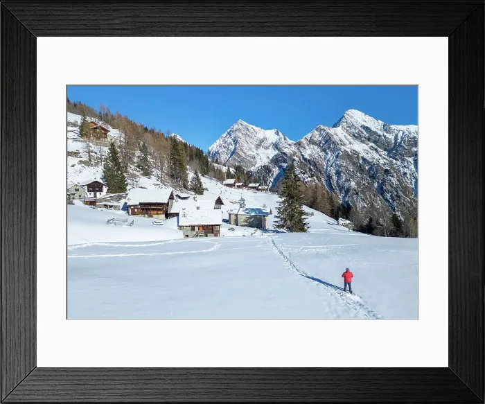 Framed Print : Aerial view of walser huts in Alpe Otro in winter. Alagna, Valsesia, Vercelli province, Piedmont, Italy, Europe Framed Print : Aerial view of walser huts in Alpe Otro in winter. Alagna, Valsesia, Vercelli province, Piedmont, Italy, Europe