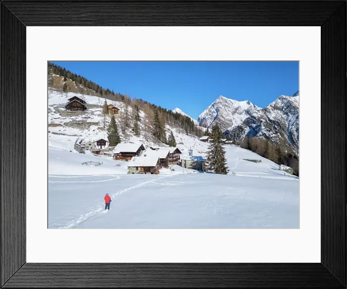 Framed Print : Aerial view of walser huts in Alpe Otro in winter. Alagna, Valsesia, Vercelli province, Piedmont, Italy, Europe Framed Print : Aerial view of walser huts in Alpe Otro in winter. Alagna, Valsesia, Vercelli province, Piedmont, Italy, Europe