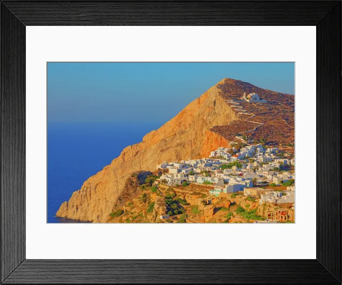 Framed Print : View of Chora village built on a cliff above the sea, Chora, Folegandros Island, Cyclades Islands, Greece Framed Print : View of Chora village built on a cliff above the sea, Chora, Folegandros Island, Cyclades Islands, Greece