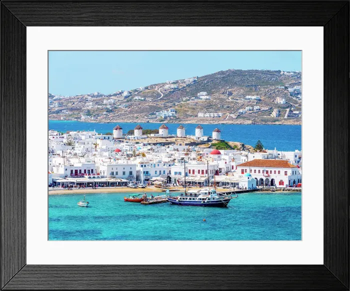 Framed Print : Windmills of Mykonos Cyclades Island, Greek Islands, Greece